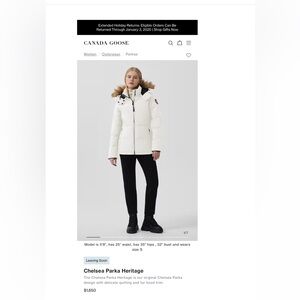 Canada Goose Heritage Chelsea Parka in white.